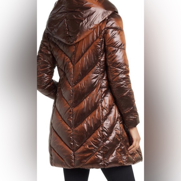 NWT Via Spiga inset bib quilted long puffer jacket - Picture 3 of 10